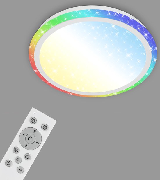 Briloner Leuchten EDGE Plafondlamp - LED - 24W -RGB - Dimbaar - Met sterrendecor - Ø 41cm