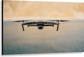 Canvas - Drone Vliegend boven het Meer - 150x100 cm Foto op Canvas Schilderij (Wanddecoratie op Canvas)