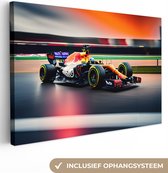 Canvas Schilderij Auto - Formule 1 - Circuit - Raceauto - 90x60 cm - Wanddecoratie