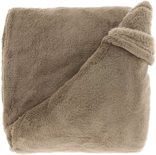 Unique Living Plaid Justin - Polyester - Bruin/Taupe - 200 x x 150 cm (BxHxD)