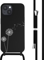 iMoshion Hoesje Geschikt voor iPhone 15 Hoesje Met Koord - iMoshion Siliconen design hoesje met koord - Zwart / Dandelion Black