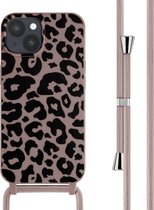 iMoshion Hoesje Geschikt voor iPhone 15 Hoesje Met Koord - iMoshion Siliconen design hoesje met koord - Roze / Animal Pink