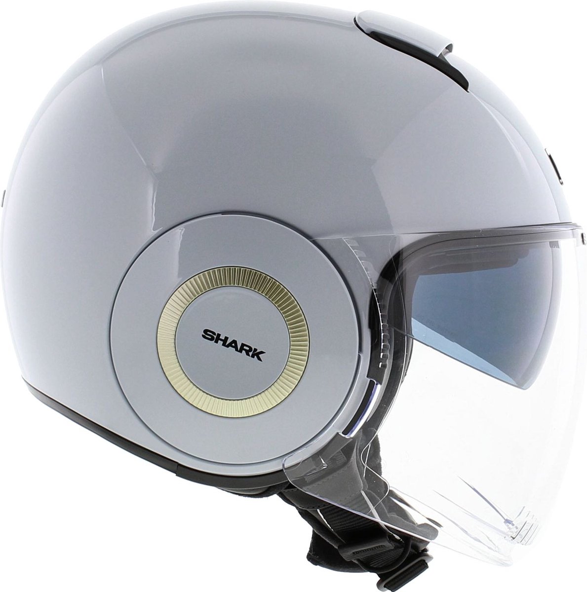 Shark Nano Blank Wit Zilver Glanzend W01 Jethelm - Maat XS - Helm – foto 3