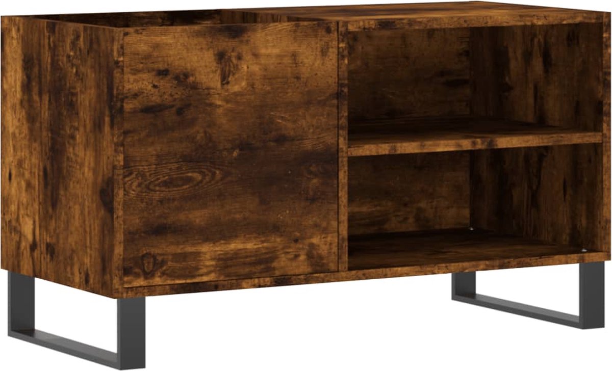 vidaXL - Platenkast - 85x38x48 - cm - bewerkt - hout - gerookt - eikenkleurig