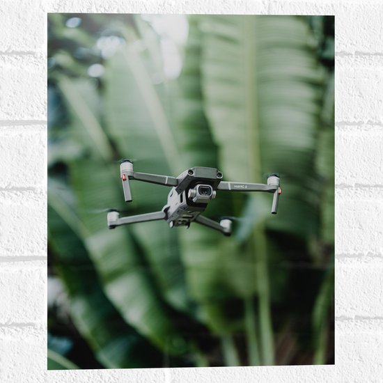 Muursticker - Drone Vliegend tussen de Groene Palmbladeren - 30x40 cm Foto op Muursticker