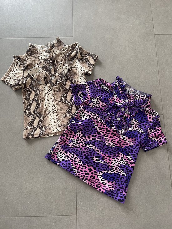 T-Shirt fille imprimé serpent camel, disponible dans les tailles 92-98 à 164-170