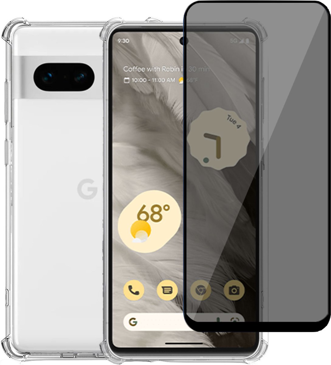 Geschikt voor Google Pixel 7 Hoesje + Privacy Screenprotector – Privé - Gehard Glas Cover