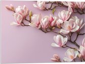 Acrylglas - Roze Magnolia Bloemen bij Roze Achtergrond - 80x60 cm Foto op Acrylglas (Met Ophangsysteem)