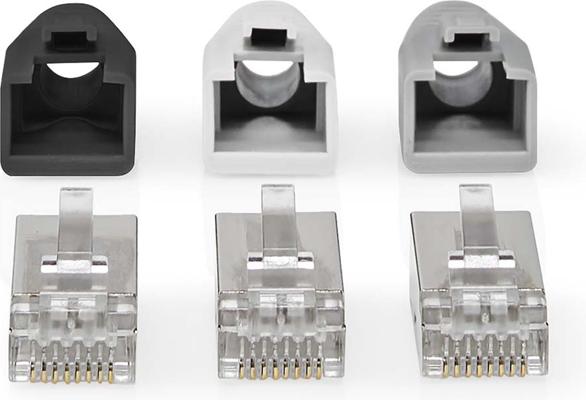 RJ45-Connector | RJ45 Pass Through | Stevig/Gesnoerd FTP CAT6 | Recht | Verguld | 10 Stuks | PVC | Grijs | Doos