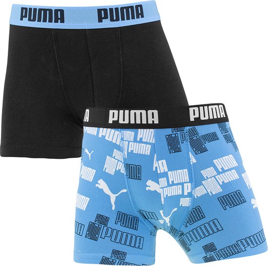 PUMA garçons 2P boxers logo imprimé noir et bleu II - 158/164