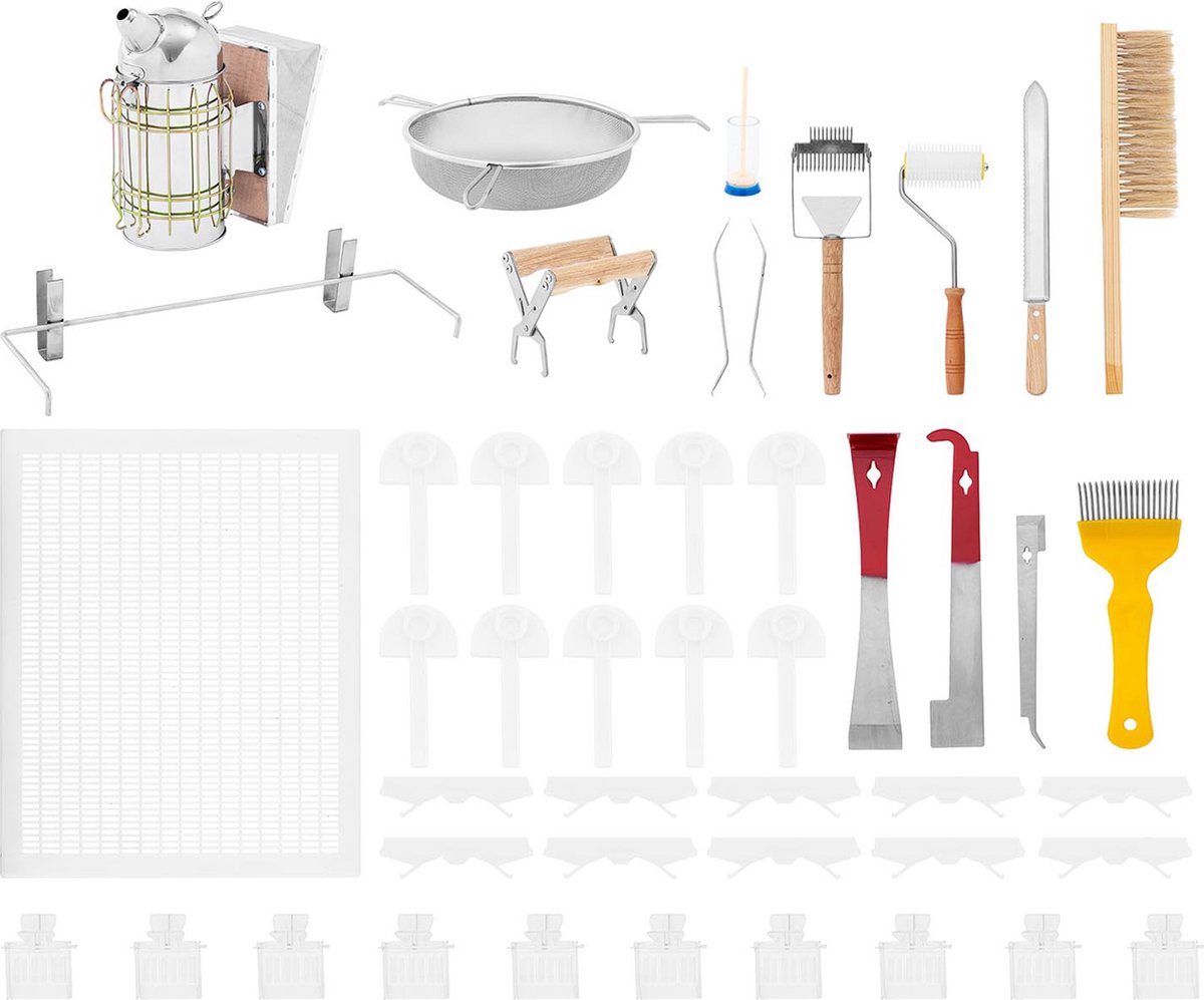 Bijenteelt Starter Kit - 37 stuks - Roker - Bijenkorfbeitel - Framehouder - Honingmes - Insectenvallen - Wiesenfield