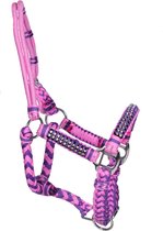 Pagony Deluxe Touwhalster - Maat: Pony - Roze - Nylon