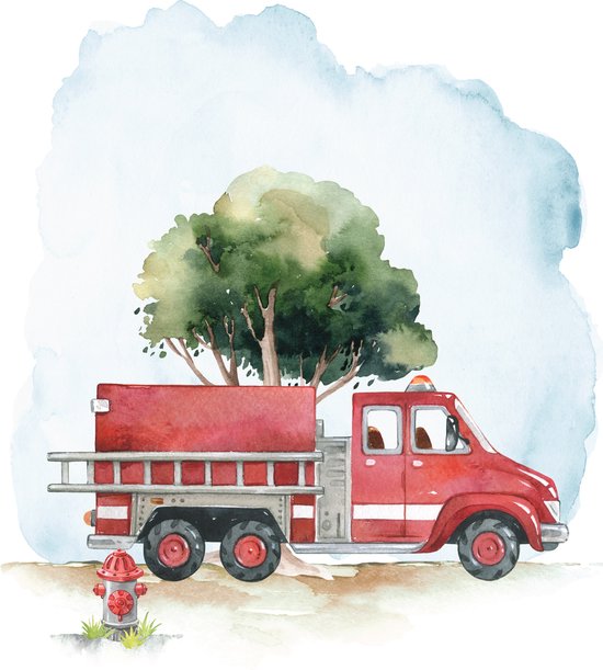 A4 Pastel Firetruck Poster Set/ Pastel Brandweerauto Poster Set/ Ensemble de 2 Affiches de Camion de Pompier Pastel