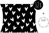 12x Traktatie doosjes / Uitdeeldoosjes / Cadeaudoosjes | White Hearts | 12 x 11 cm | incl. stickers
