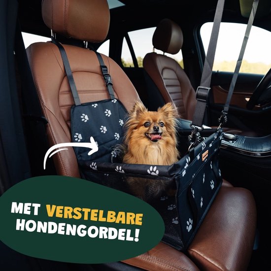 Luxe Autostoel Hond – Opvouwbare Hondenmand Auto – Reisbench Hond – Automand hond -Hondenstoel Pootjesprint - De Blaffende Kat