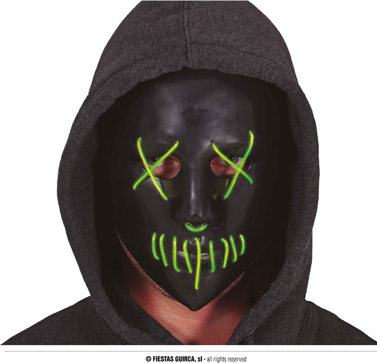 Fiestas Guirca - Zwart masker met LED verlichting