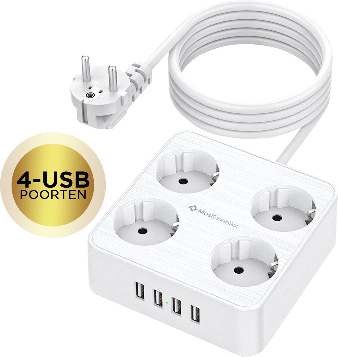 TOPREK Stekkerdoos met USB 8-voudig Meerdere Socket