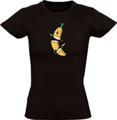 Gesneden banaan Dames T-shirt - eten - fruit - game - ninja - gezond - voeding - man - verjaardag - humor - grappig