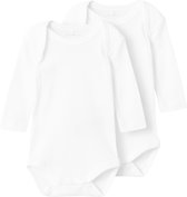 name it NBNBODY 2P LS SOLID WHITE NOOS Unisex Rompertje - Bright White_ - Maat 62