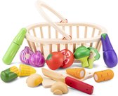 New Classic Toys Speelgoedeten en -drinken - Houten Speelgoed Groentemand - Inclusief 8 groentensoorten