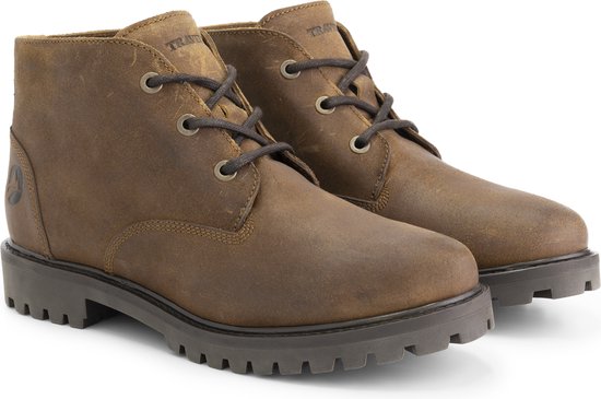 Travelin' Thorning Heren Suede leren Halfhoge veterschoenen - Cognac leer - Maat 44