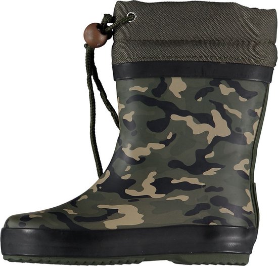 XQ Footwear - Regenlaarzen - Legerprint - Groen - Zwart - Maat 35/36