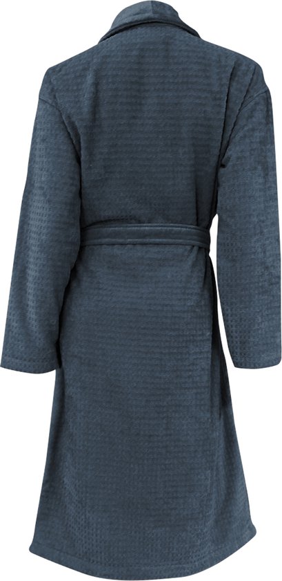LINNICK Badjas Gaufré - Badjas Katoen Velours - Taille M - Blue Ocean - Badjas Femme - Badjas Homme - Badjas Sauna Unisexe