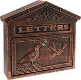 PrimeMatik - Oude gietijzeren mailbox voor brieven en post van kleur roest vogels