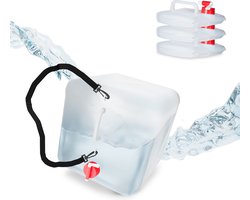 opvouwbare jerrycans - set van 4 - 20 liter - met kraan - draagriem - BPA-vrij - transparant-rood