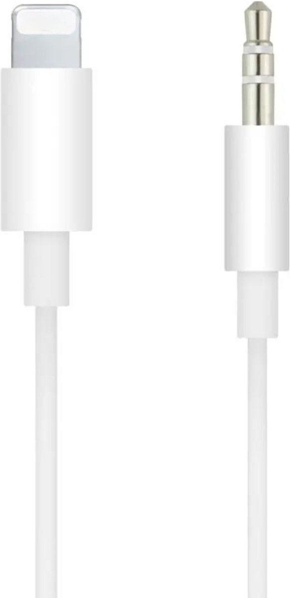 Audio AUX Kabel naar Lightning USB - 3.5mm Hoofdtelefoon Muziek Aansluiting - Audio jack - Autokabel - Wit - TrendX