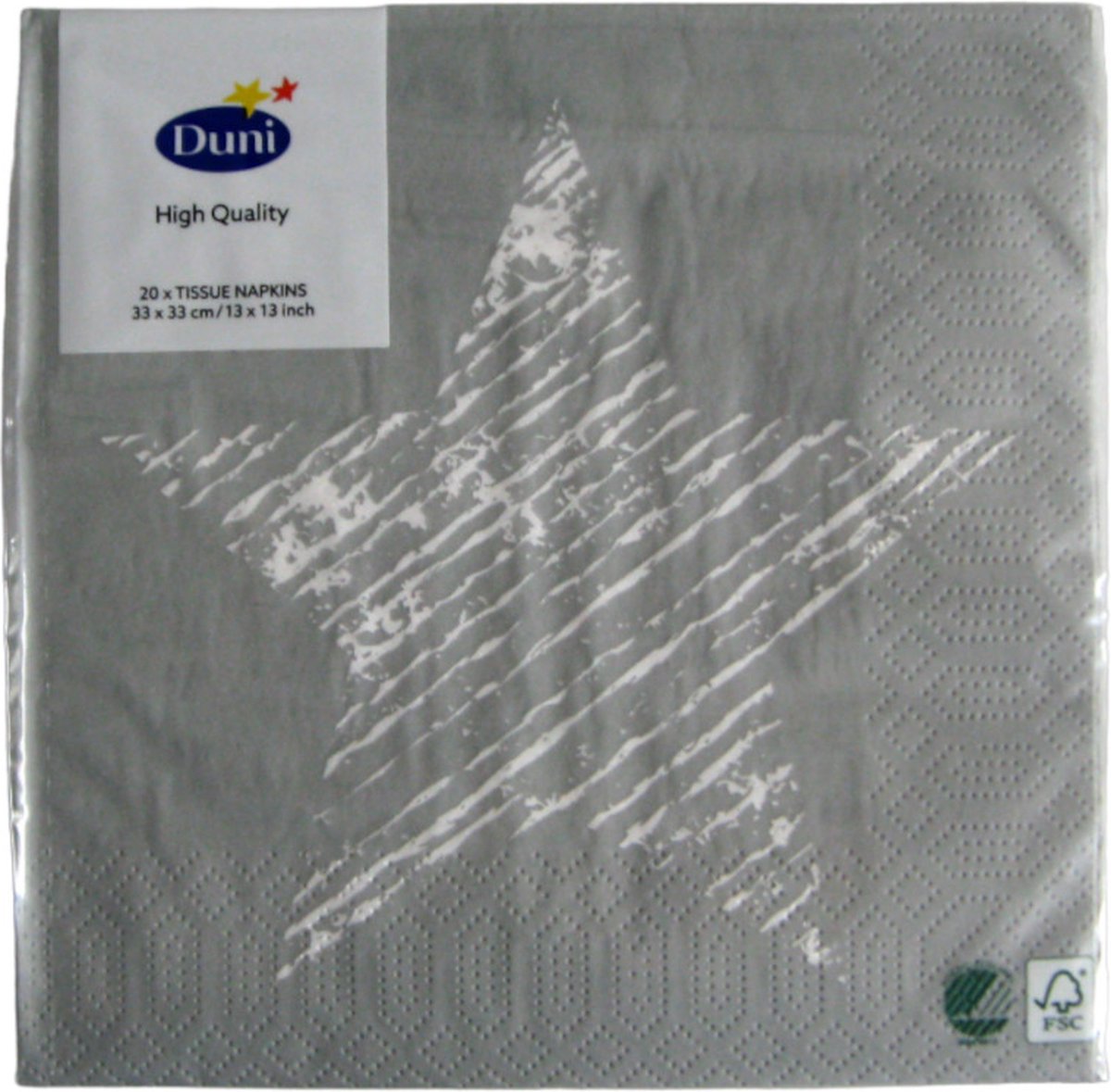 Servetten Duni Kerst "Starshine grey" 33x33cm a 20 stuks