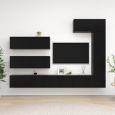 The Living Store Hangende TV-meubelset - Spaanplaat - Zwart - Diverse maten - Stevig en duurzaam
