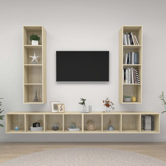 Ensemble de meubles TV The Living Store - chêne sonoma - 37 x 37 x 142,5 cm - 4x meuble TV