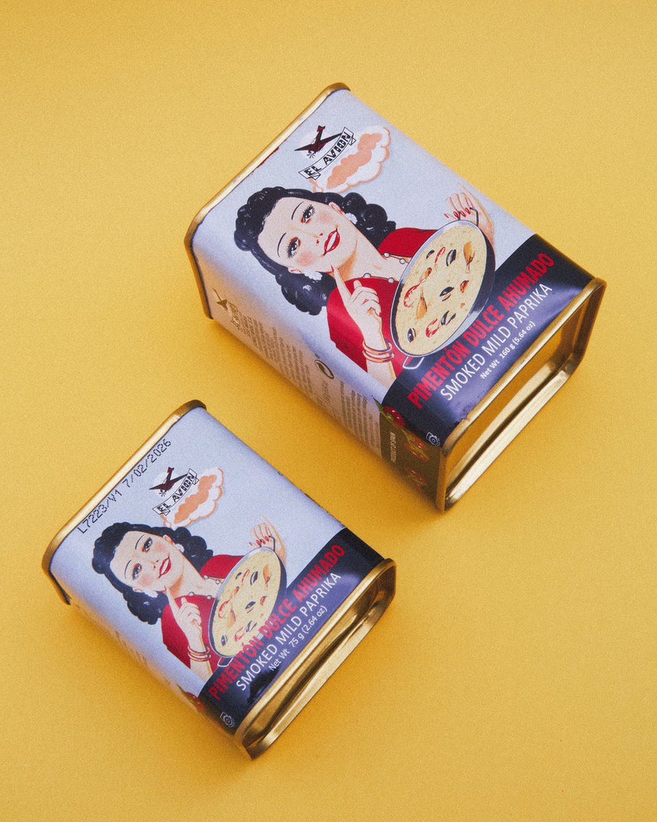 Goedkoopste Gerookte paprika ZOET GEROOKT (SMOKED MILD PAPRIKA) 160 GR paprikapoeder IN VINTAGE BLIKJE PIMENTON AHUMADO DULCE VINTAGE