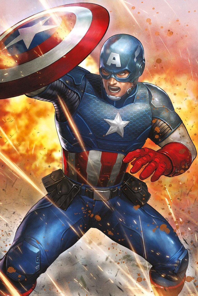 Grupo Erik Marvel Captain America Under Fire - Maxi Poster 61 x 91,5cm Zwart