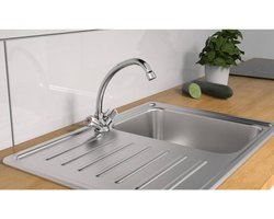 SCHÜTTE BRILLANT Wastafelkraan Voor Waterverwarmer Met Vrije Uitloop - Mengkraan - Lage Druk - Met Waste - Chroom