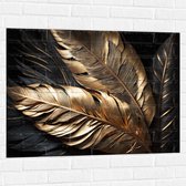 Muursticker - Zwarte en Gouden Palmbladeren - 100x75 cm Foto op Muursticker