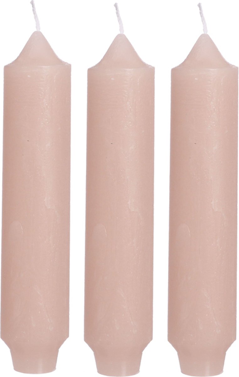 Palermo kaarsen set 3 stuks dia. 3.5 x H 17 cm zacht roze Hortus