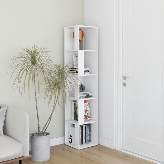 The Living Store Meuble d'angle - Wit - 33 x 33 x 164,5 cm - Robuste et  compact | bol.