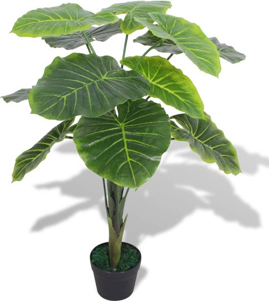 The Living Store Taro Kunstplant - Groen - 85 cm - 13 bladeren