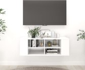 The Living Store Televisiewandmeubel - Wit - 102 x 35 x 35 cm - Verstelbare middenschappen