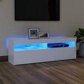 The Living Store TV-meubel - TV-meubel - 120 x 35 x 40 cm - Met RGB LED-verlichting - Wit - Bewerkt hout