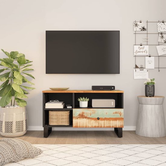 The Living Store TV-meubel Recycled Hout - 80x33x46 cm - Opbergruimte - Uitstal Functie