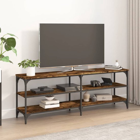 The Living Store Industrieel Tv-meubel - 140 x 30 x 50 cm - Gerookt Eiken - Duurzaam hout en ijzer