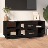 The Living Store Tv-meubel Zwart - Grenenhout - 100x34x40 cm - Trendy en praktisch