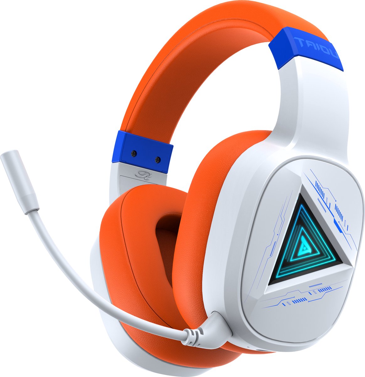 TAIDU 2.4GHz Draadloze Gaming Headset - Bluetooth koptelefoon - Multiplatform - Geschikt voor PS4/PS5, Nintendo Switch,Xbox One - Wit Oranje