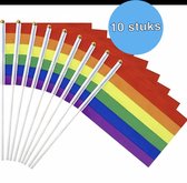 Pride Vlaggetjes - Regenboog - 30x21 CM - 10 Stuks - LGBTQ+ - Regenboog vlaggetjes