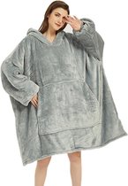 Pazzo Goods - Premium Hoodie Deken – Lichtgrijs - Fleece Deken met Mouwen – XXL Hoodie Blanket