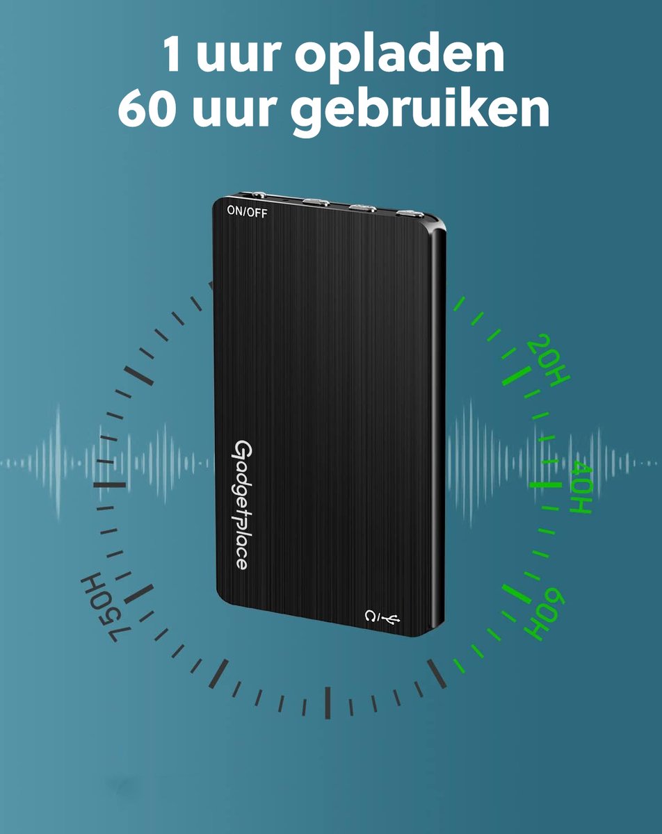 De Gadgetwinkel Mini Afluisterapparatuur 80 uur opname - afbeelding 3