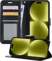 Hoesje Geschikt voor iPhone 15 Pro Hoesje Book Case Hoes Wallet Cover - Hoes Geschikt voor iPhone 15 Pro Hoesje Bookcase Hoes - Zwart